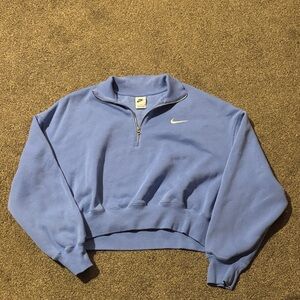 Nike Light Blue Quarter-Zip Cropped Pullover